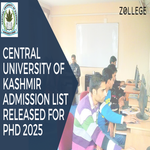Central University Of Kashmir Admission List Released for PhD 2025